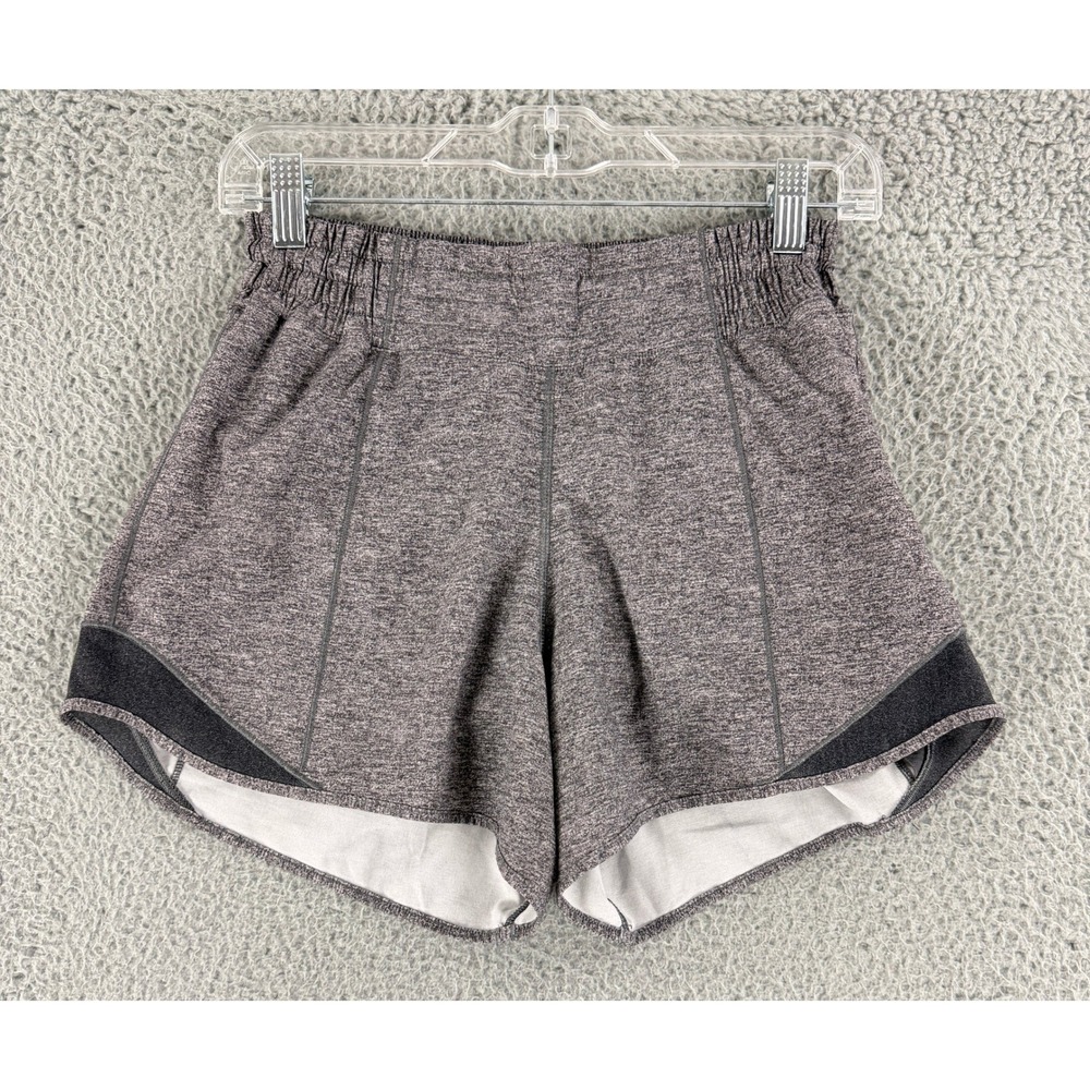 Lululemon Hotty Hot Short Womens 4 Gray Heathered Space Dye Running Athletic Gym